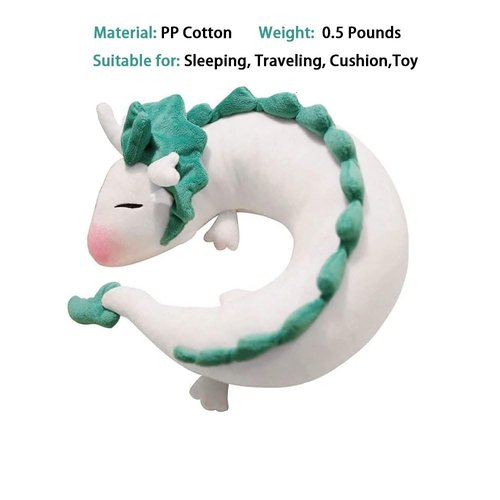 Anime Neck Pillow White Dragon Plush Doll Toy Kids Travel Neck Pillow, Cute Haku Plush for Chrismas Birthday Gift