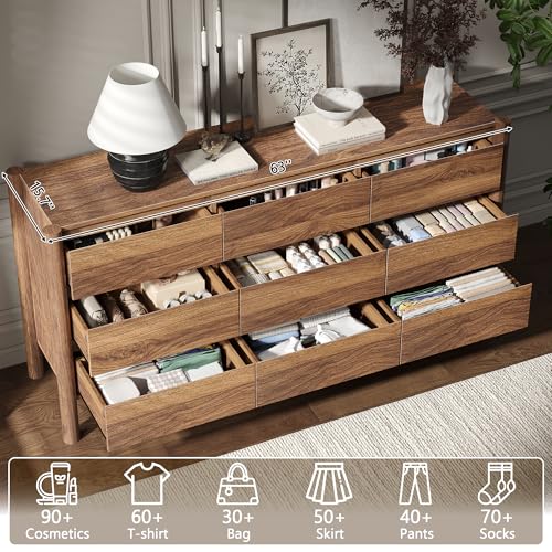 3-Piece Bedroom Furniture Set: 9-Drawer Dresser and 2 Nightstands