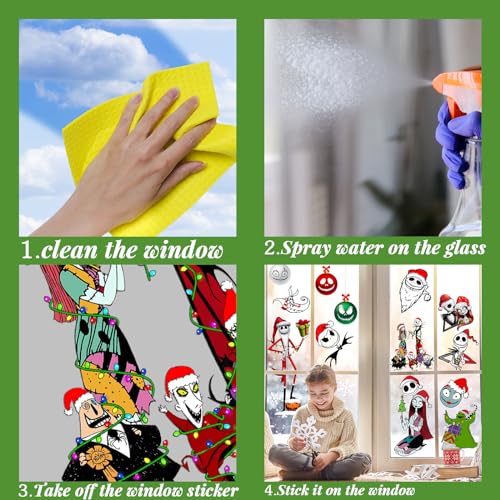 Gumwaqu 9-Pack Christmas Window Clings Holiday Decor for Glass Windows