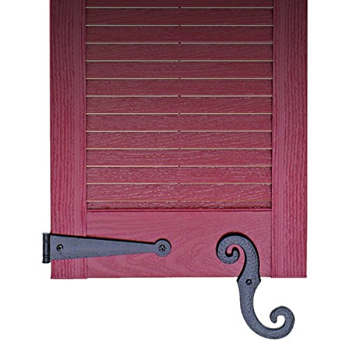 Perfect Shutters Black Decorative Hinges & S-Holdback Hooks for Exterior Shutters