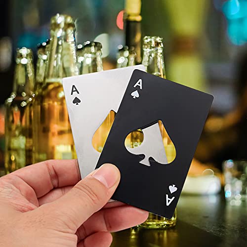 HexinYigjly 10Pcs Ace of Spades Bottle Openers - Black & Silver Poker Card Keys