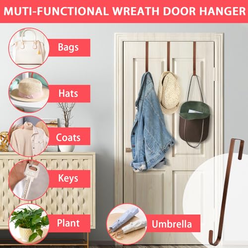 12-Inch Metal Over the Door Wreath Hanger Non-Scratch Front Door Hook