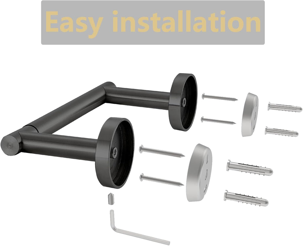 Skiennix Toilet Paper Holder - Double Post Pivoting Design, Rustproof Stainless Steel, Wall Mount, Black
