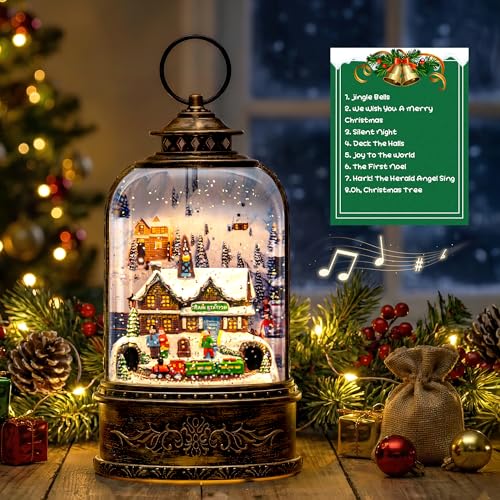 Lighted Musical Christmas Snow Globe Water Lantern - Train Station