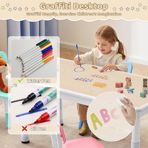 Adjustable Kids Table and 4 Chairs Set - Ergonomic Toddler Activity Furniture