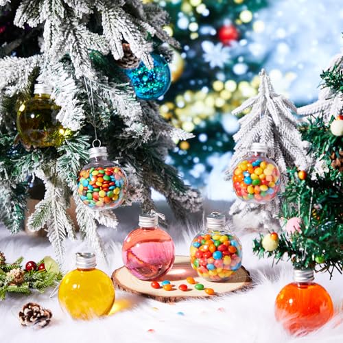 Baquler 24 Pcs 6oz Fillable Christmas Wine Ball Ornaments - Silver (Silver Lid, 24)