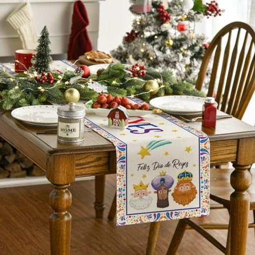Artoid Mode Epiphany Day Table Runner 13x72 Inches Beige Holiday Decor