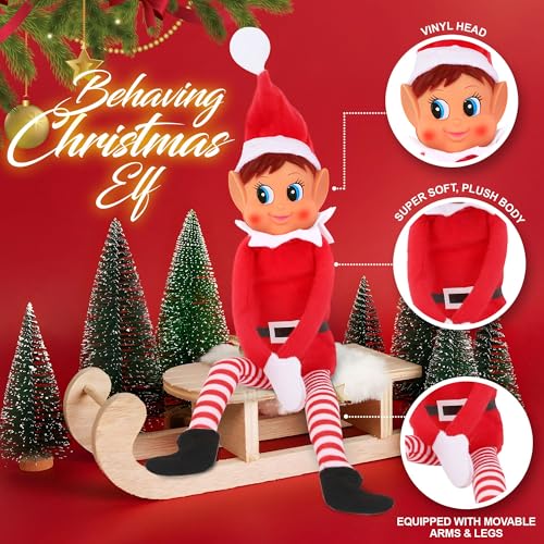 12-Inch Poseable Christmas Naughty Elf Girl Plush Doll & Novelty Toy