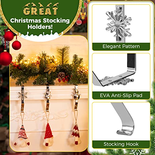 Set of 5 Christmas Stocking Holders for Mantel - Decorative Alloy Hooks