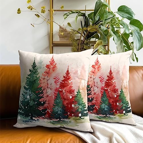 Mweet Christmas Throw Pillow Covers 22x22 in (2 Pack) Xmas Tree Decor Pillowcase, Double-Sided