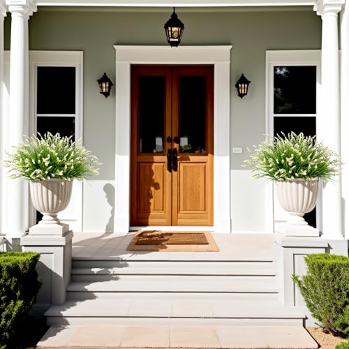 UV Resistant Artificial Outdoor Monkey Grass - 12 Bundles 17-Inch Faux Shrubs
