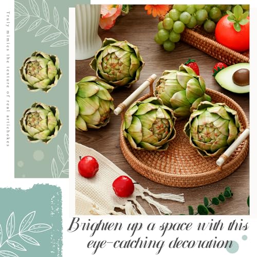 Large Green Faux Artichokes - 6 Pcs Decorative Bowl Fillers