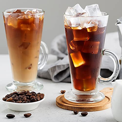 WUWEOT 6 Pack 9oz Irish Coffee Glass Mugs with Handle - Hot & Cold Drinkware