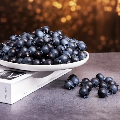 120 Pcs Artificial Blueberries - Lifelike Frosted Fake Fruit