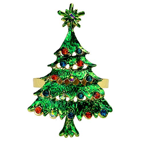 Christmas Tree Napkin Rings - 6 Pcs Green Tree Napkin Holder for Holiday & Party Decor