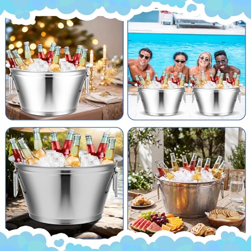Maxdot 2-Pack Large Stainless Steel Champagne & Ice Buckets for Parties