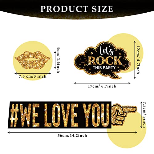 36-Piece Gold and Black Birthday Photo Booth Props Kit