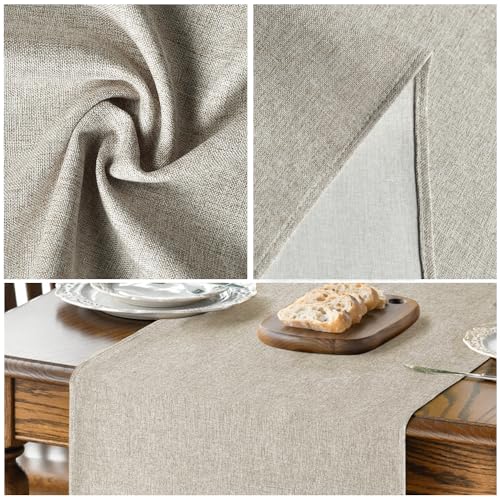 Light Brown Table Runner 13x72 Inch, Washable Fall Dining Table Decor