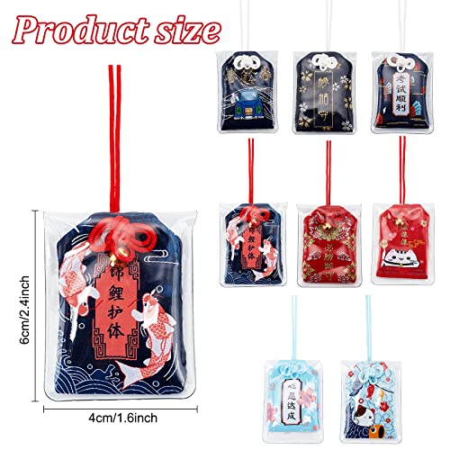 WEBEEDY 8 Pcs Japanese Omamori Amulet Lucky Charms for Career Love Wealth Safety - 4x6 cm
