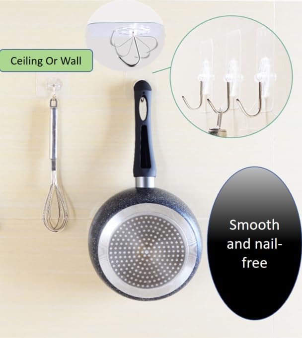 Skiennix Heavy Duty Adhesive Hooks - Waterproof Transparent Towel & Coat Hangers for Bathroom & Kitchen