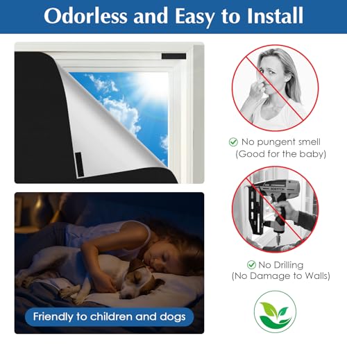 100% Blackout Window Cover - Portable No Drill Blinds 118"x57"