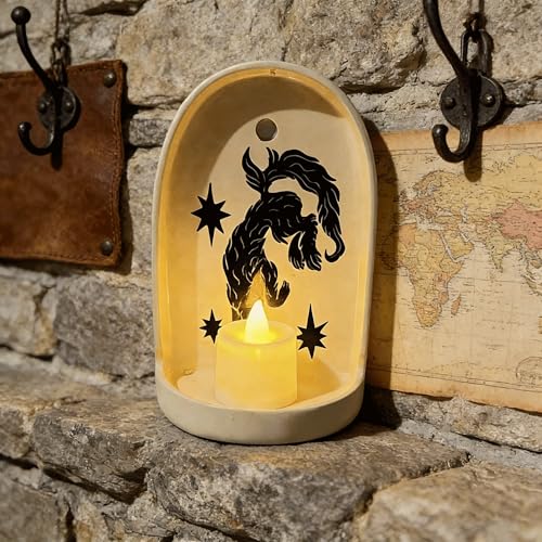 Handcrafted Ceramic Wall Niche Altar - Decorative Wall Candle Holder