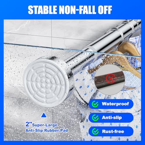 Adjustable Shower Curtain Tension Rod, 32-80 Inch Heavy-Duty No-Drill Steel