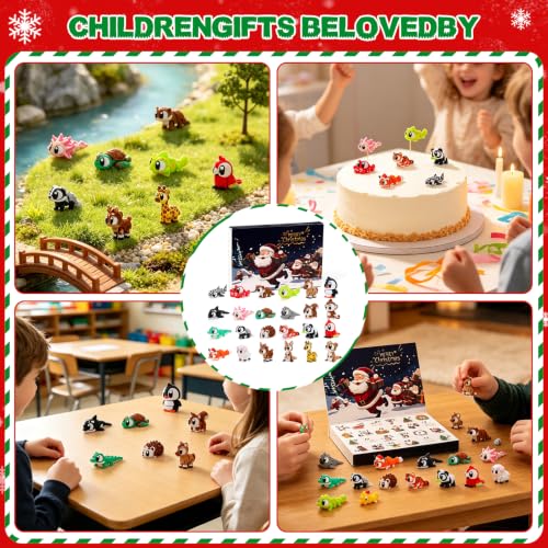 Qivoranza 24-Piece Animal Blind Box Advent Calendar with Articulated 3D Figures - Christmas Holiday Gift