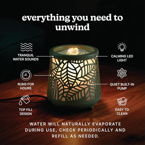 Tabletop Water Fountain with Accent Light & Quiet Pump - Zen Desktop Decor