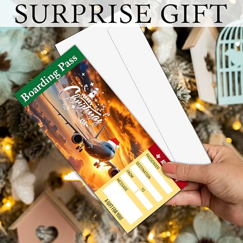 Set of 1 Christmas Boarding Pass Gift Ticket for Surprise Travel Reveal