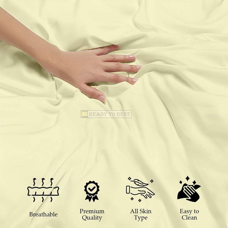 Olympic Queen Sheets (66 x 80) - Ivory Solid, 4 Piece Camper Sheet Set, 100% Egyption Cotton, 8 Inch Deep Pocket Fitted Sheet with Elastic All Around, Soft & Luxurious, Hotel Quality Sheets