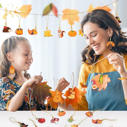 36Pcs Fall Tree Ornaments, Double-Sided Acrylic Autumn Hanging Decorations