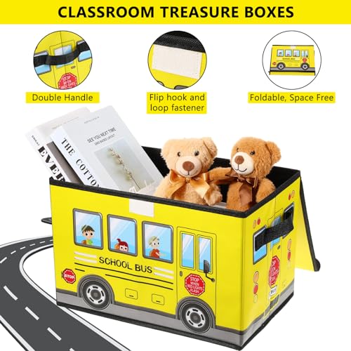 4-Piece Foldable Toy Storage Chest Set - Cartoon Bus Design for Kids