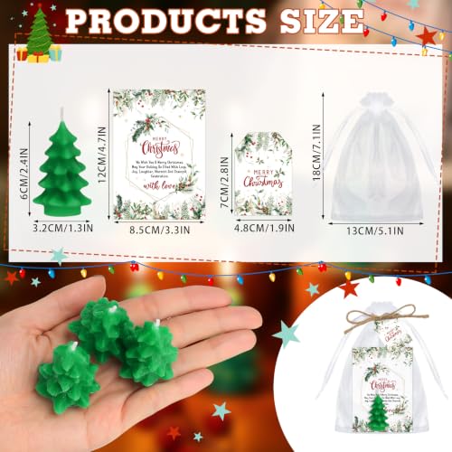 Conelist Xmas Tree Candles 24 Sets Christmas Party Favors with Gift Cards & Organza Bags