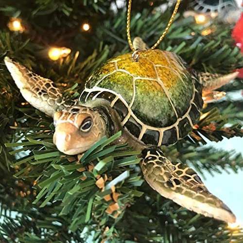 Christmas Sea Creature Ornament Bundle (4) – Turtle, Seahorse, Stingray, Coastal Decor