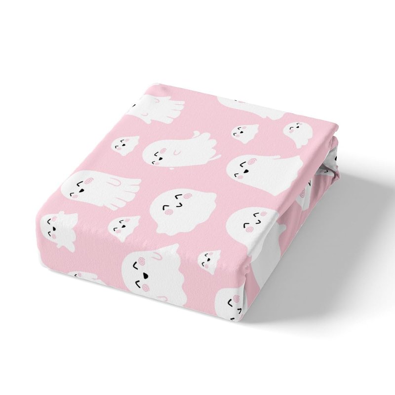 Feelyou Halloween Ghost Sheets Set Cute Pink Spooky King Size Bedding Set Decoration for Kids Boys Girls Cartoon Fitted Sheet Kawaii Lovely Bed Sheet Set Collection