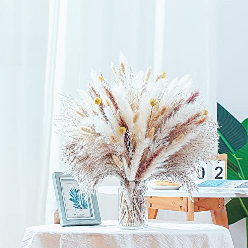 100-Piece Natural Dried Pampas Grass Bouquet - 17.5-Inch Floral Decor
