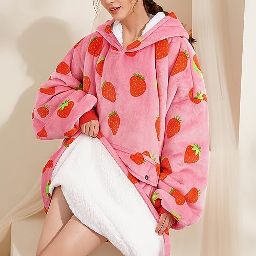 Oversized Wearable Blanket Hoodie, Sherpa Fleece Loungewear for Adults