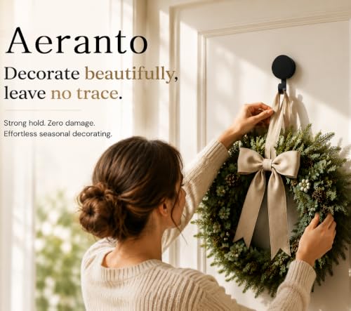 Heavy-Duty Magnetic Wreath Hanger for Metal Front Door - Black, 2 Pack