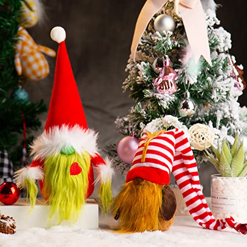 Christmas Gnome Decorations 2-Pack Handmade Scandinavian Plush Ornaments