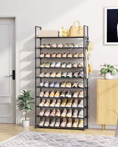 10-Tier Tall Shoe Rack Organizer - 32.2" Large Capacity Shoe Storage Shelf