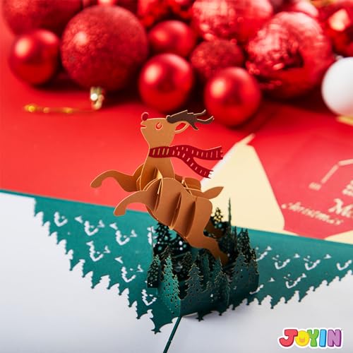 JOYIN 7 Pack 3D Christmas Greeting Cards with Envelopes - Festive Holiday Notes