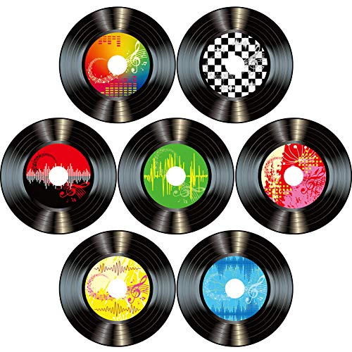 35 Pcs 7-Inch Retro Record Wall Cut-Outs for 50s Rock and Roll Party Decor