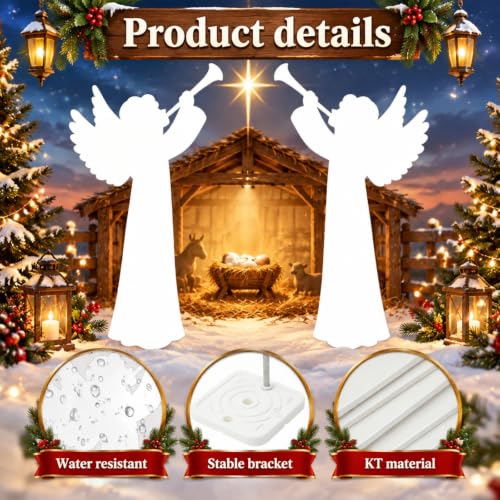 Capoda 2-Pack Life Size Christmas Angel Cardboard Cutouts - 5.3 Ft Nativity Decor