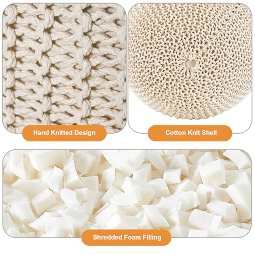 Round Plush Foam-Filled Pouf Ottoman, 26-Inch Decorative Foot Rest