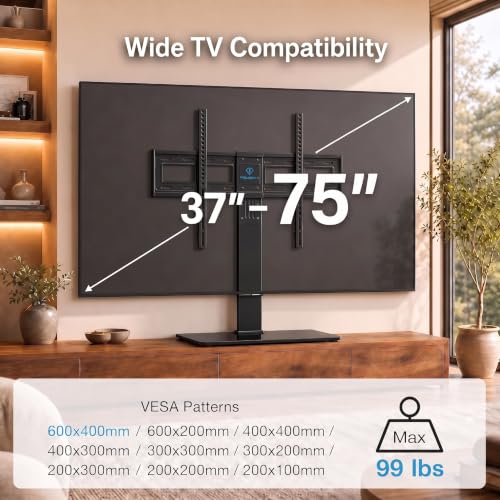 PERLESMITH Universal TV Stand Legs for 37-75 Inch TVs, Swivel & Adjustable Height, Fits VESA up to 600x400mm