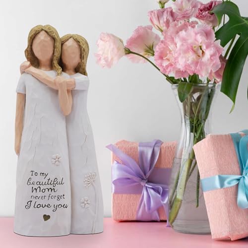Mother Daughter Figurine Hand-Painted Resin Statue Gift for Mom