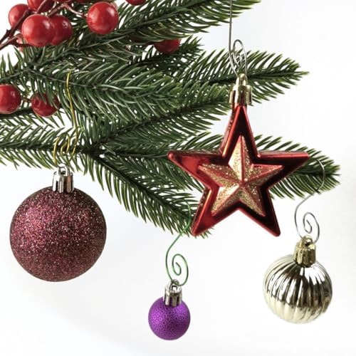 Stainless Steel Christmas Ornament Hooks - 200 Pack Decorative Swirl S-Hooks
