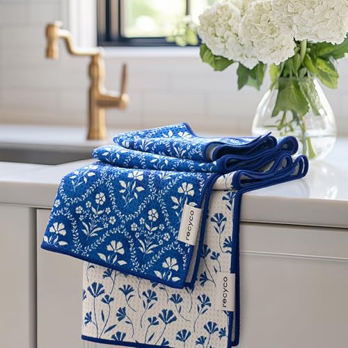 RECYCO Microfiber Waffle Kitchen Towel Set - 16x28 Absorbent Dish Towels (2-Pack)