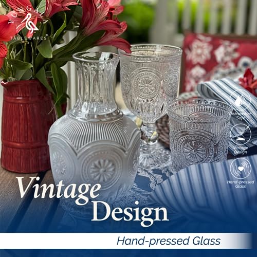 Yungala Clear Drinking Glasses Set of 6 - Vintage Hobnail 8 oz Small Glassware